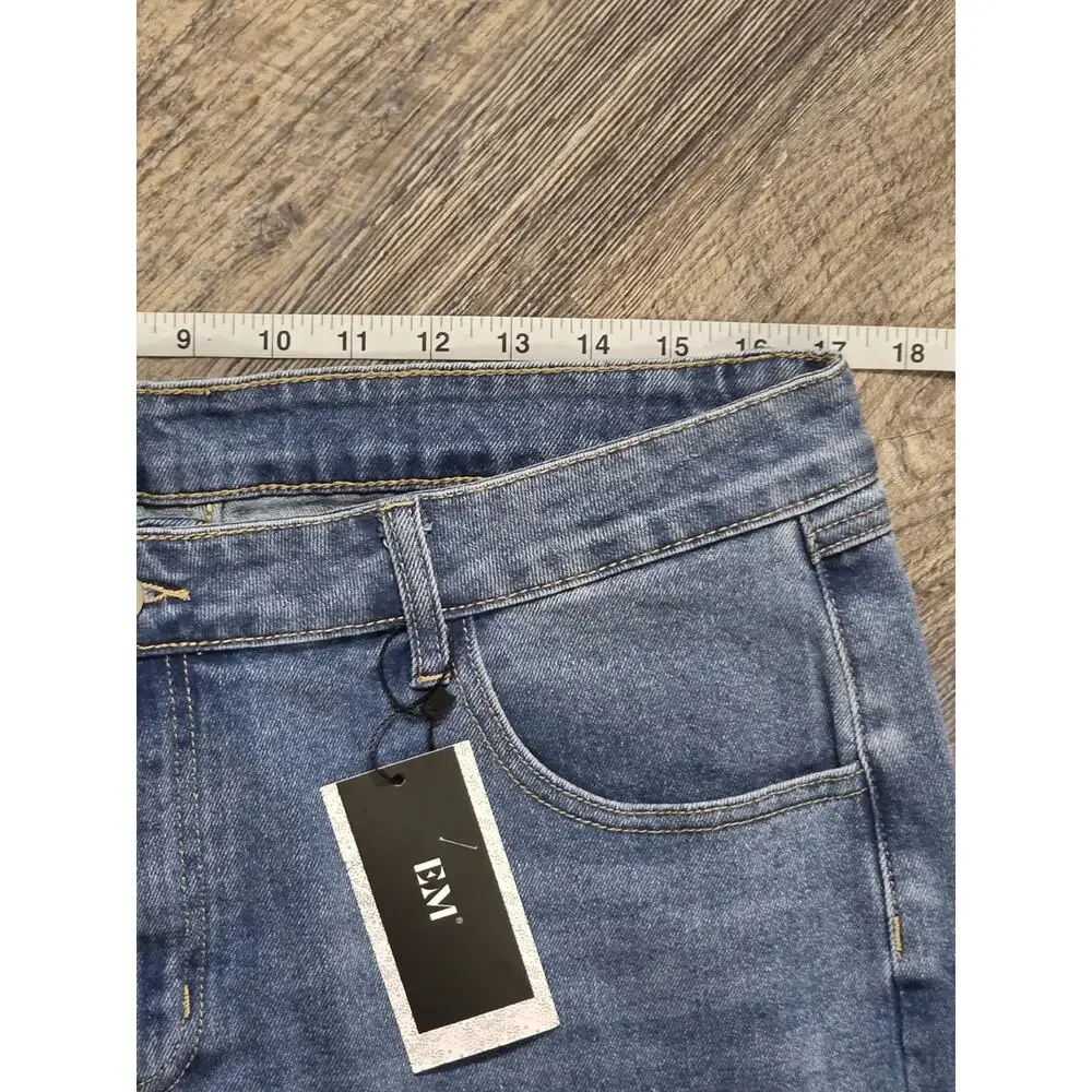 EM Wide Leg Jeans 2XL Light Wash High Rise Stretch Denim Flare MSRP $58 - Picture 2 of 7